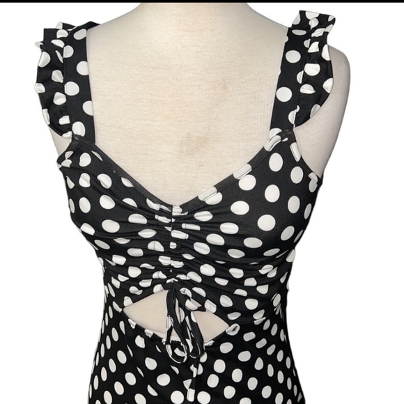 VERO MODA Black and White Polka Dot Mini Dress Small - Picture 2 of 3